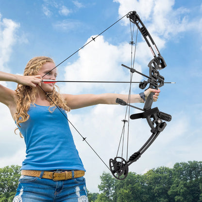 Fully Adjustable Compound Bow Kit Right Handed, 30-70LB Draw Weight with Lighted Sight & Shock Absorption, Complete Hunting Accessories for Archery Beginners & Pros