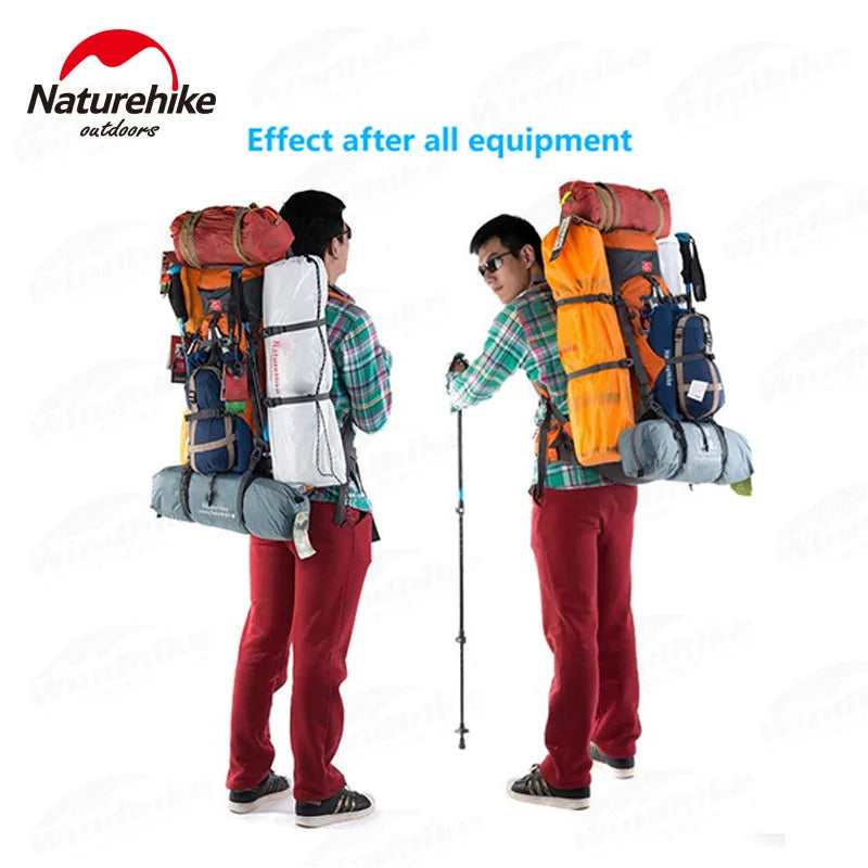 Naturehike 70+5L Backpack Hiking Travel Mountaineering Knapsack Softback Large Capacity Men Waterproof Rucksack With Rain Cover