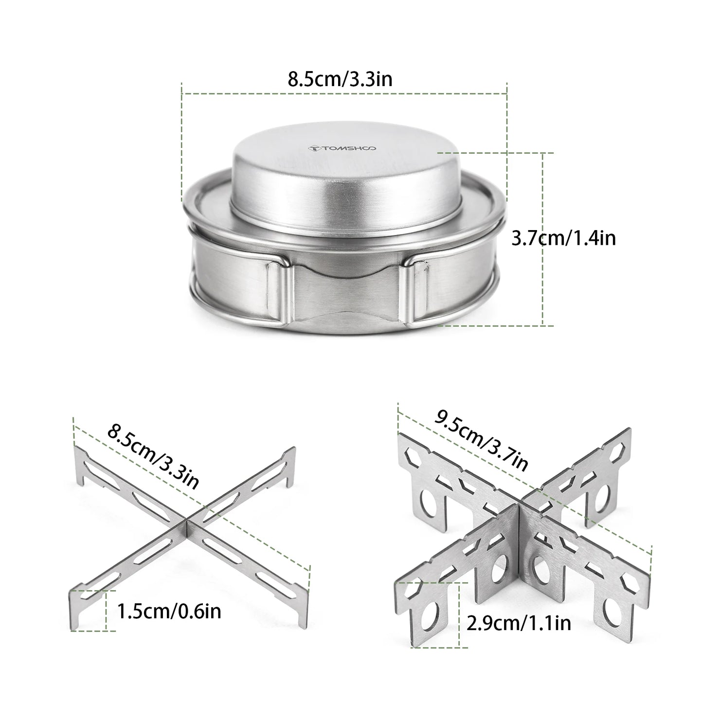 Portable Outdoor Stainless Steel Alcohol Stove with Foldable Handles for Camping Hiking Backpacking Picnic Survival