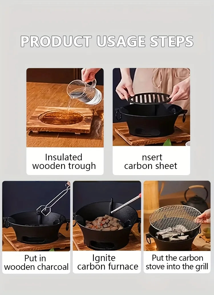 KL1 Cast Iron Oven Fireplace Charcoal And Alcohol Stove Barbecue Family Outdoor Picnic Water Tea Boiling Stove Garden Camping