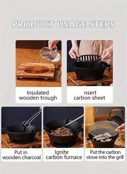 KL1 Cast Iron Oven Fireplace Charcoal And Alcohol Stove Barbecue Family Outdoor Picnic Water Tea Boiling Stove Garden Camping