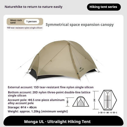 Naturehike Mongar UL Camping Tent 15D Nylon Lightweight 1 or 2 People 3 Seasons Tent Waterproof Portable Outdoor Tent With Mat