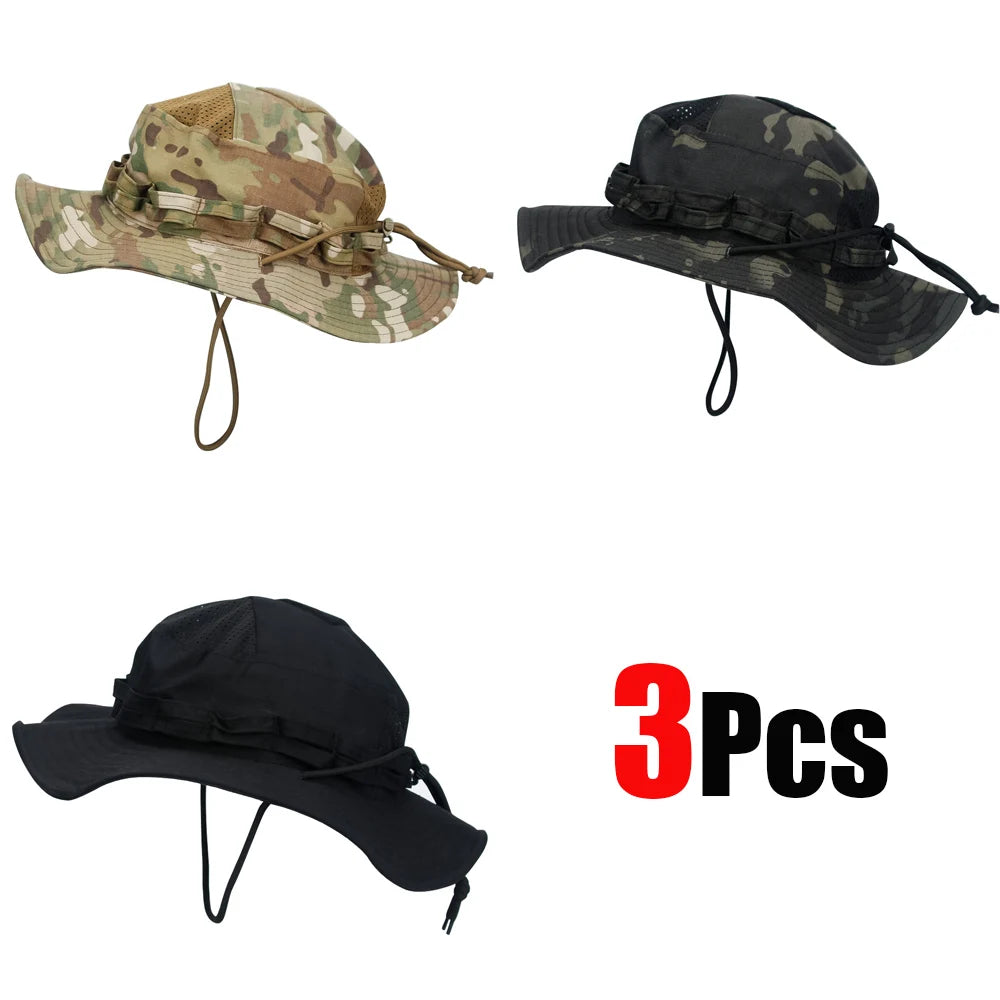 1pc/5pcs Camo Boonie Hat Sunscreen Breathable Bucket Hat Men's Outdoor Hiking Hunting Fishing Windproof Fisherman's Hat