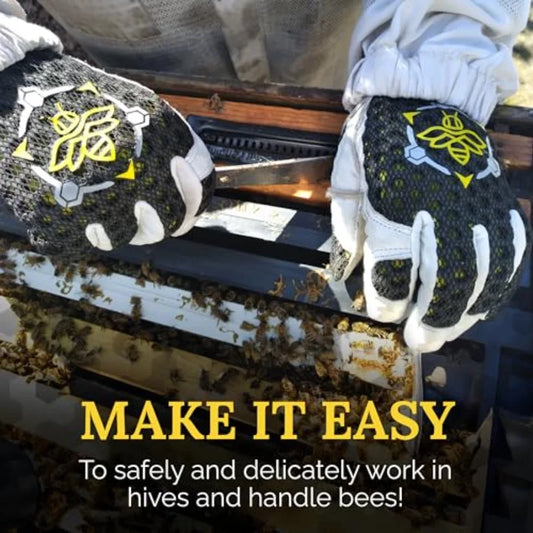 Premium Beekeeping Goatskin Gloves w/Highest Patented Ventilation and Dexterity - Beekeping Supplies