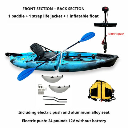 Modular Assembly Kayak with Split Hard Shell, Electric/Pedal-Driven Canoe for Solo/Tandem Lake/Sea Adventures, Portable LLDPE