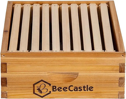 10 Frame Medium Super Bee Hive Box, Langstroth Honey Bee Hive with Beeswax Coating, Frames and Foundations