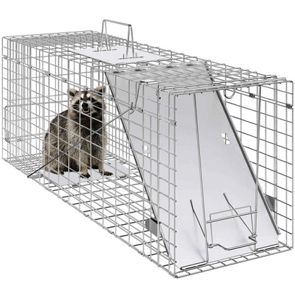 SucceBuy Live Animal Cage Trap Humane Cat Trap Galvanized Iron Folding Animal Trap with Handle for Rabbits Stray Cats Squirrels