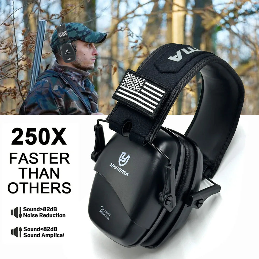 YHKEMA Passive Noise Cancelling Headphones, Foldable On-Ear Hearing Protection Earphones for Hunting, Work, Mowing - NRR 25dB