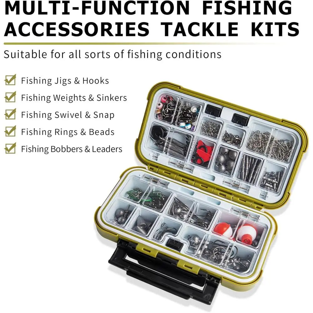 Essential Fishing Kit with Tackle, Sinkers, Hooks, Swivels, and Lures for Beginners