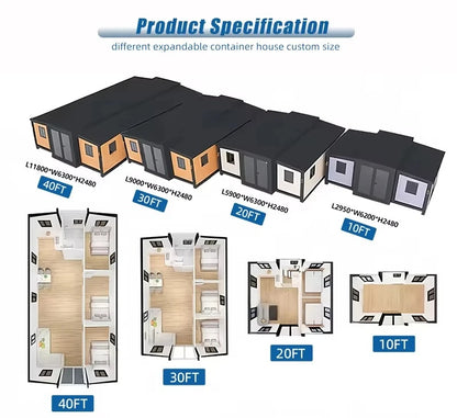 Luxury Foldable Container House with Terrace - Portable Modular Tiny House 1-3 Bedroom Custom Prefab House for Living