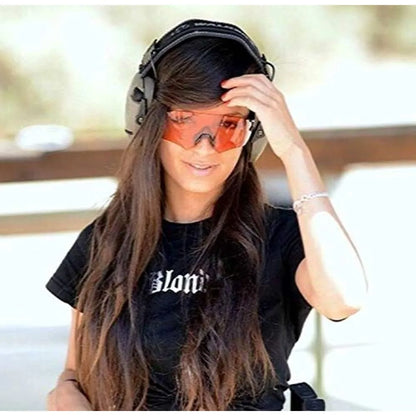 Electronic Shooting Hearing Protection Muffs, 23dB NRR Sound Amplification & Suppression, Ultra-Low Profile with Case