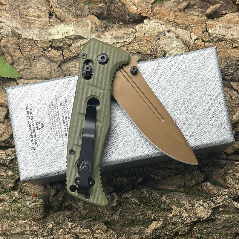 BM273 Tactical Folding Knife, G10 Handle with CMP High-Hardness Blade, Outdoor Camping Survival EDC Tool, for Fishing, Hiking,