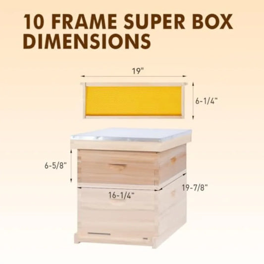 Medium Super Beehive BoxLangstoth Super Honey Bee Hive Box Include Beehive Frames and Waxed Foundations