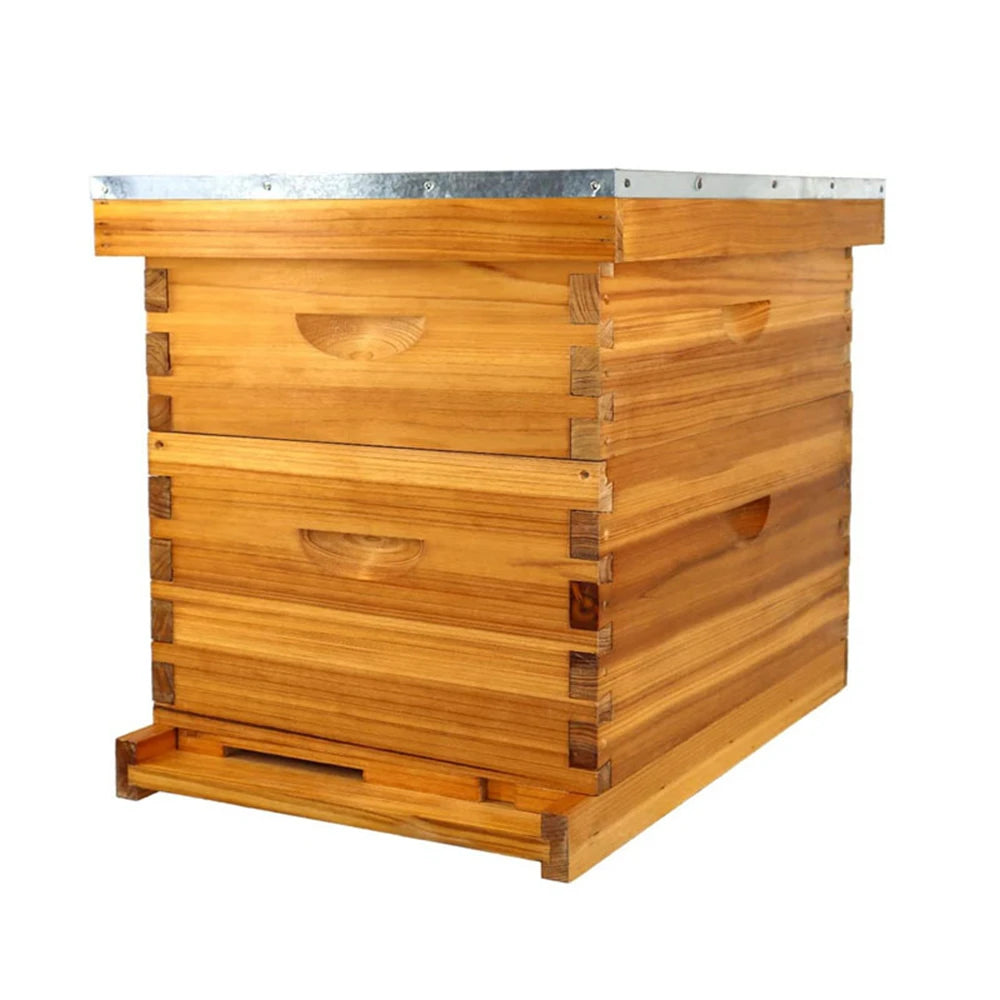 10-Frame Langstroth Bee Hive Coated with Beeswax Includes Beehive Frames and Foundations Beekeeping Starter Kit