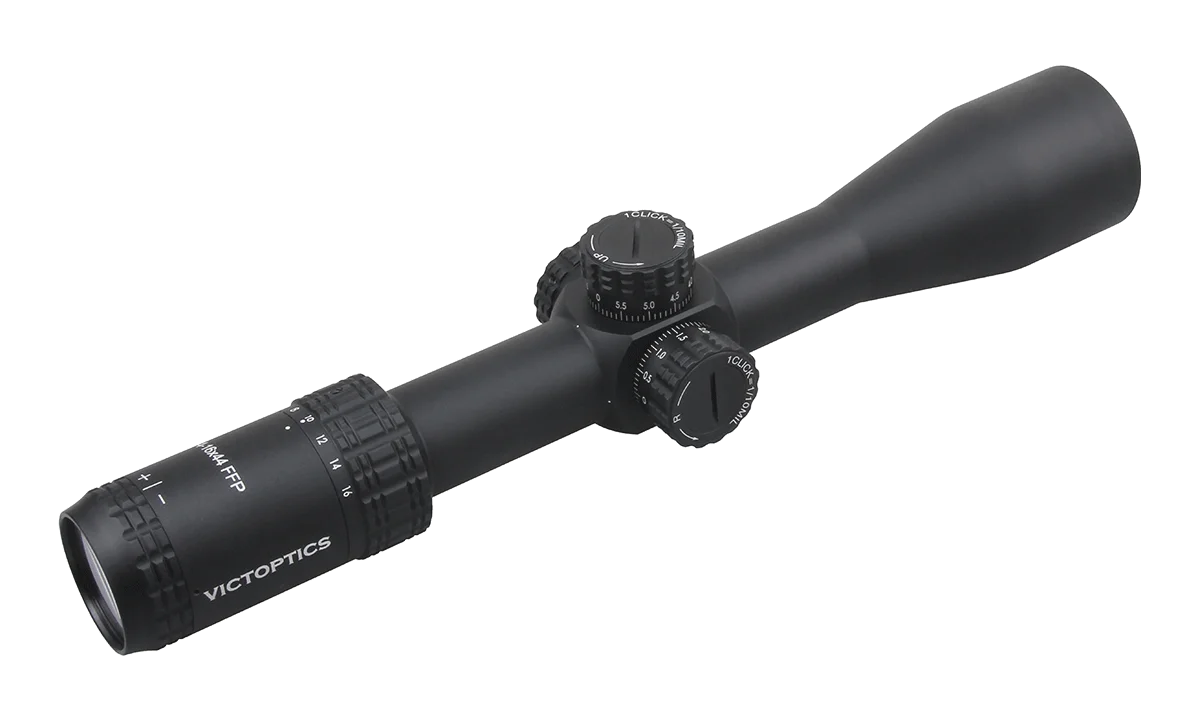 Victoptics S4 4-16x44 FFP&SFP Riflescope FMC 1/10 MIL Turret Lock,With Power Ring Lever,Sunshade,Big Side Wheel