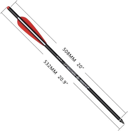 Crossbow Bolts 20 Inch Carbon with Hunting Broadheads 6 Pack, Crossbow Arrows for Hunting Outdoor Target Practice