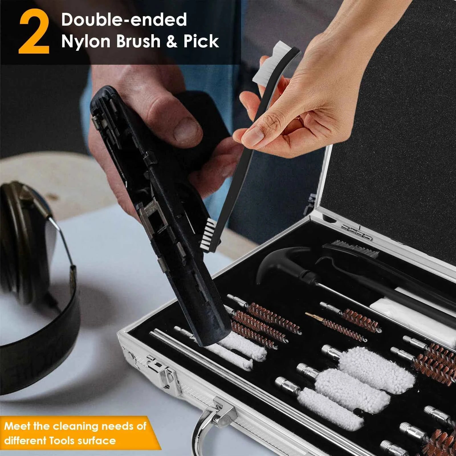 Gun Barrel Brush Box Set Gun Brush Pipe Cleaning Tools Kit Barrel Brush Tool for  Pistol Handgun Shotgun Cleaning Kit Tool