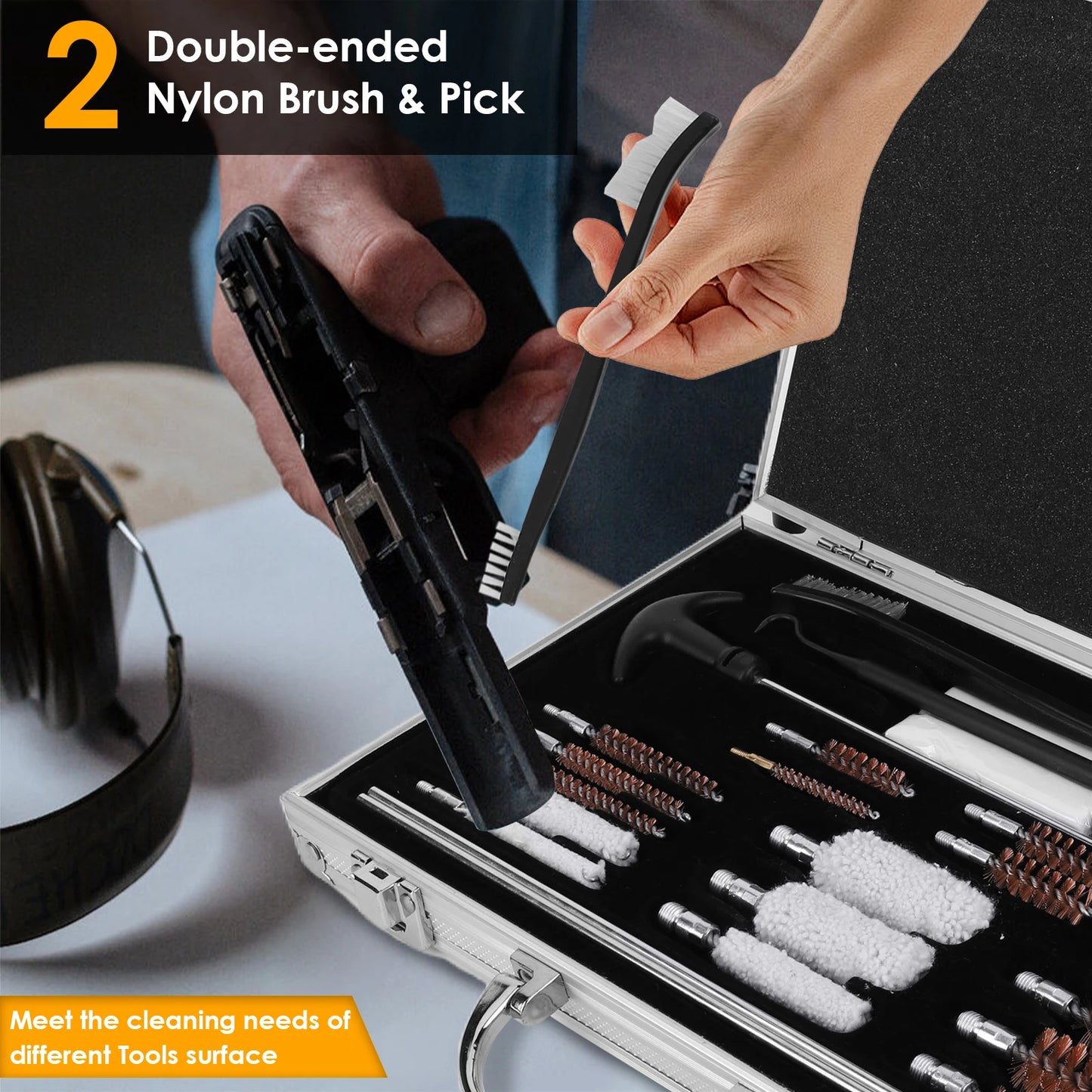 Gun Barrel Brush Box Set Gun Brush Pipe Cleaning Tools Kit Barrel Brush Tool for  Pistol Handgun Shotgun Cleaning Kit Tool