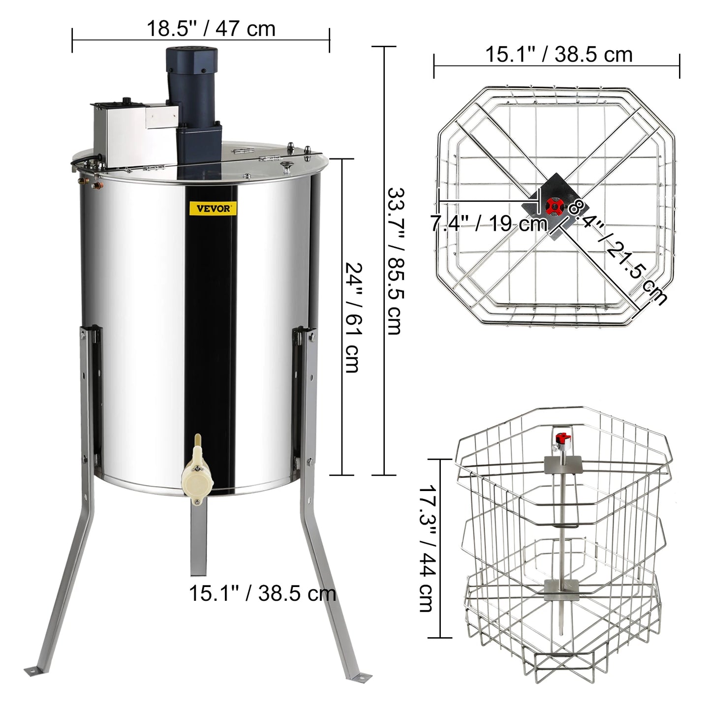 SucceBuy Honey Extractor 2 3 4 Frame Manual Electric Stainless Steel Honeycomb Spinner Crank Honey Centrifuge Beekeeping Equipment