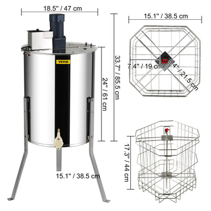 SucceBuy Honey Extractor 2 3 4 Frame Manual Electric Stainless Steel Honeycomb Spinner Crank Honey Centrifuge Beekeeping Equipment