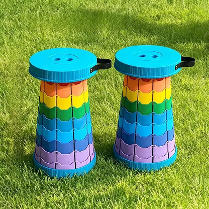 Rainbow Folding Stool, Adjustable Height PP Portable Collapsible Seat for Camping, Fishing, Hiking & Outdoor Activities