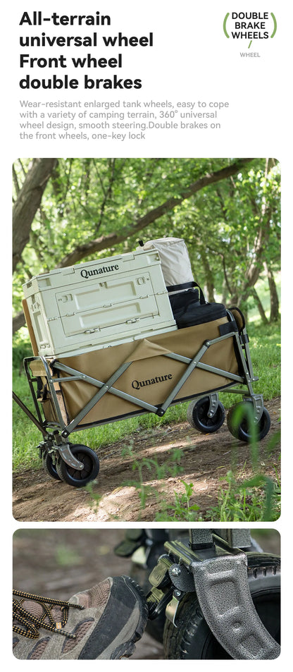 Qunature Local Shipping Outdoor Foldable Camping Cart Small Campsite Trailer for Picnic Camping Kid-Reclining Vending Travel 150L Hand-Push Camping Cart