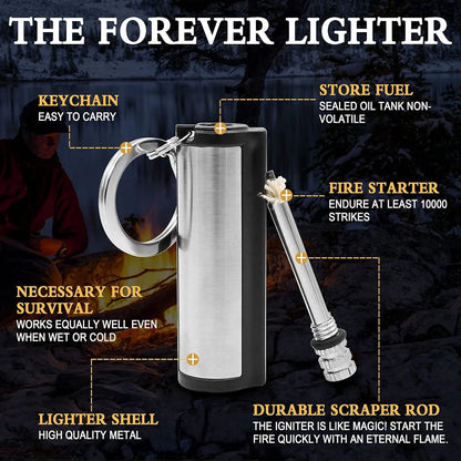 1-5-pack Magnesium flint set, waterproof emergency flint keychain lighter for outdoor survival