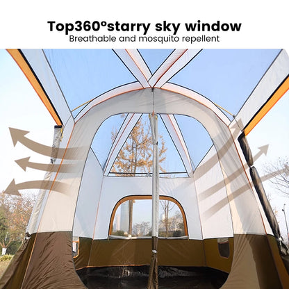 Upgraded 4 Season Camping Tent 3-12 Person Waterproof Windproof Double Layer 2 Room Family Outdoor Backpacking Equipment