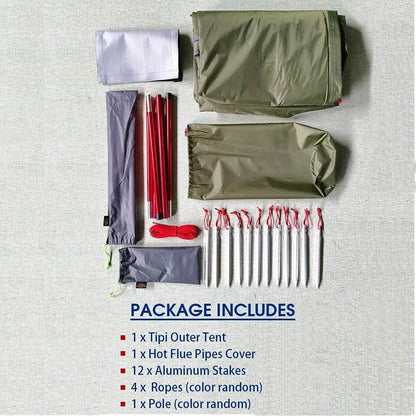 Lightweight 5lb Tipi Hot Tent with Stove Jack, 7'3" Standing Room for Camping and Hiking