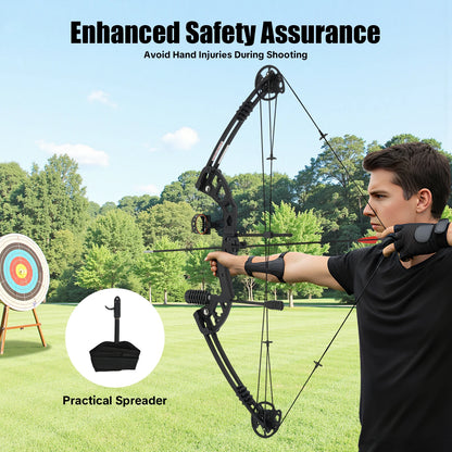 Compound Bow for Adults Right Hand Bow and Arrow Support Hunting Kit: 3 Pin Lighted Sight/Rest/Quiver/String Stop/Stabilizer/Shock Absorption/Allen Tool/Draw Weight and Cams Fully Adjustable