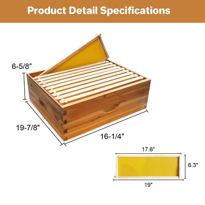10-Frame Medium Super Bee Box, Wax Coated Bee Hives with Beehives Frames and Wax Foundations, Langstroth Honey Super for Beekeep