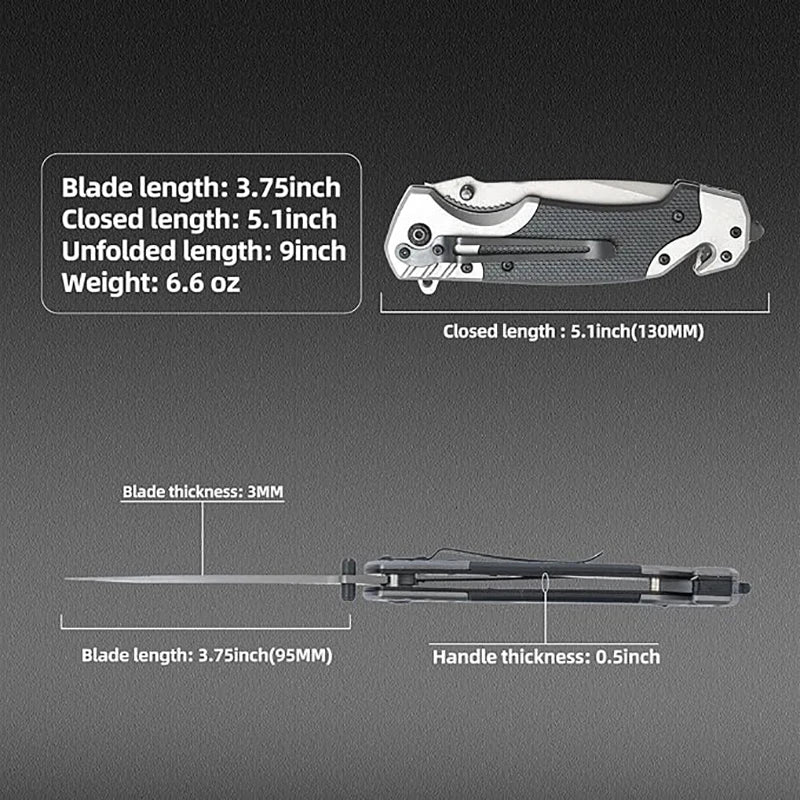 EDC Small Folding Knife with Clip Webbed Opening Padded Lock for Outdoor Survival Camping Hunting Fishing
