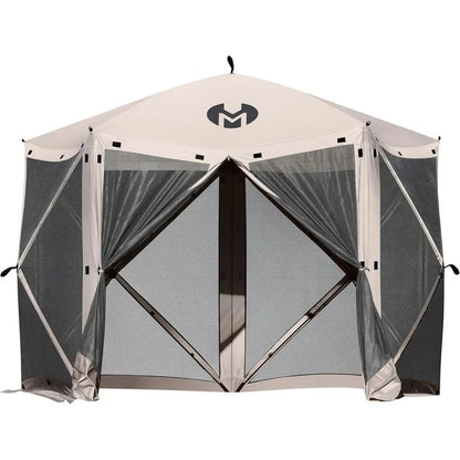 5-Sided Outdoor Gazebo Tent with Netting, Quick Setup Patio Shelter, 10x10 Feet, Tan