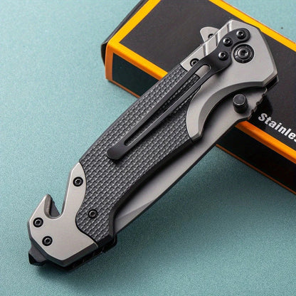 Portable Folding Knife - High-Hardness Stainless Steel Tanto Point Blade, Lightweight Ergonomic EDC Tool for Camping, Hiking