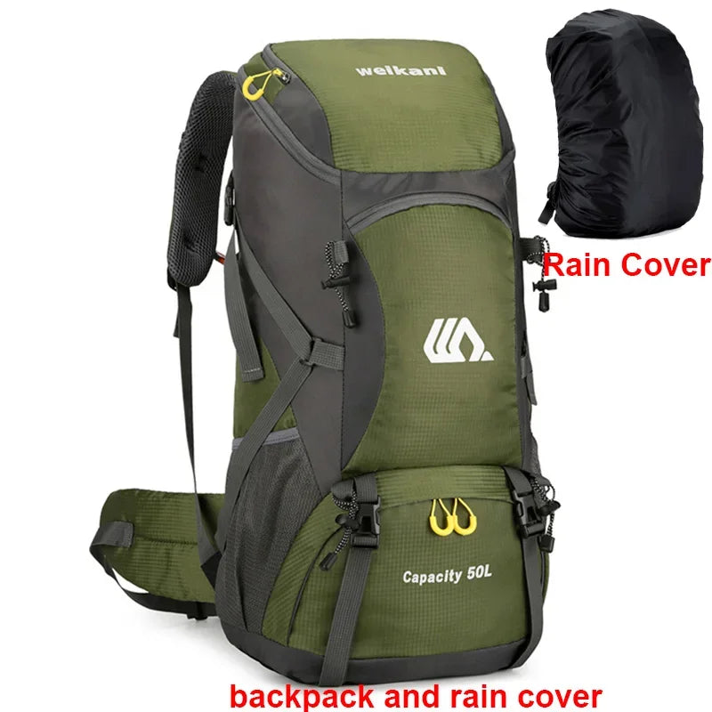 50L Travel Backpack Camping Men Large Hiking Bag Waterproof