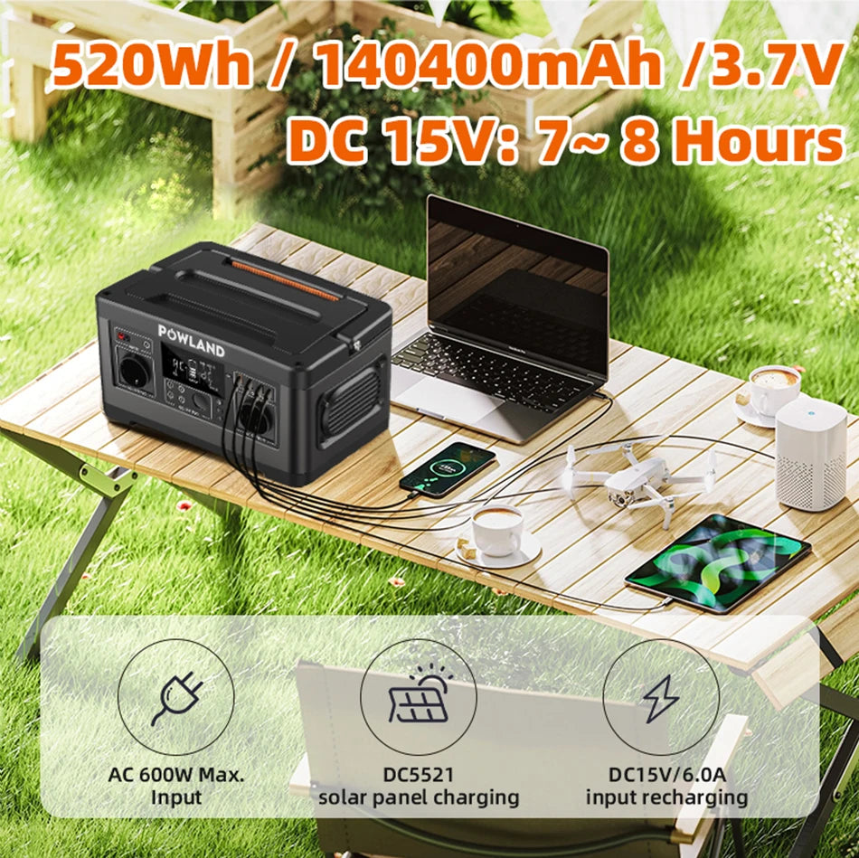 EASUN POWER 600W 300W Portable Power Station Solar Generator Quick Charge AC Outlets for Outdoor Camping RV Home LiFeP04 Battery for US No DUTY