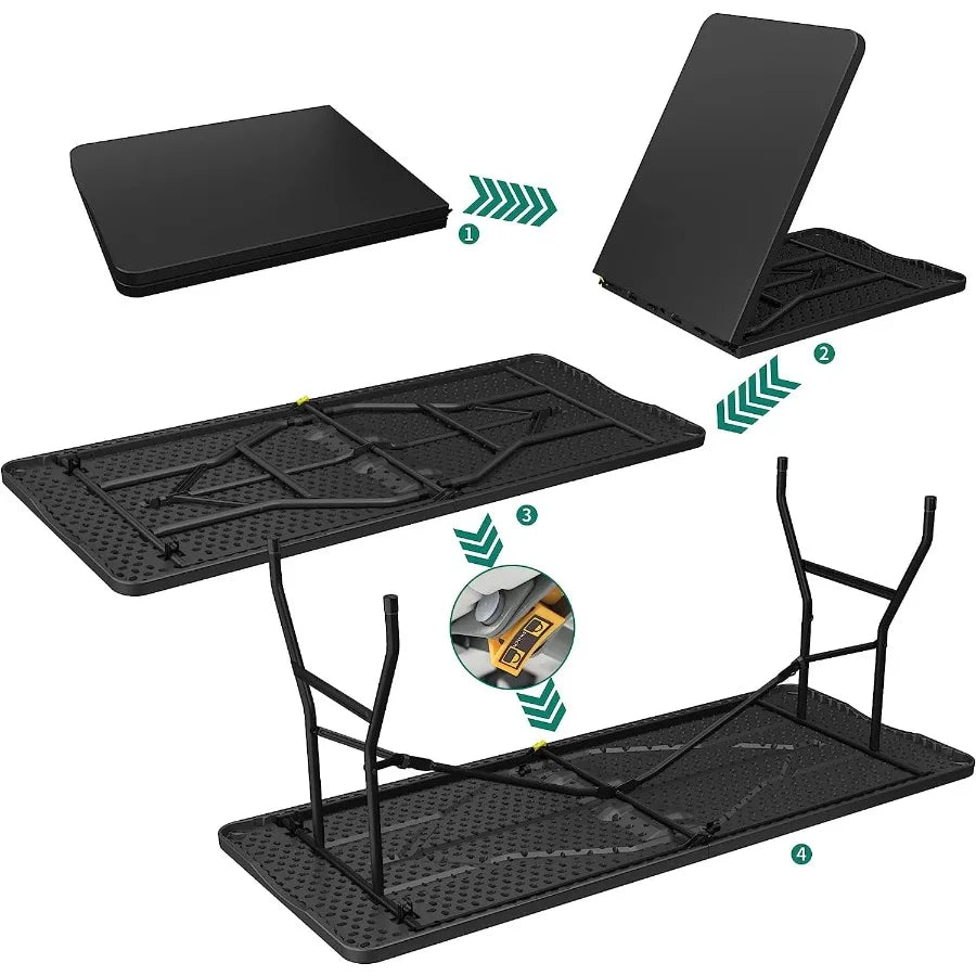 6ft Heavy-Duty Outdoor Folding Table with Carrying Handle Ideal for Camping and Indoor Use