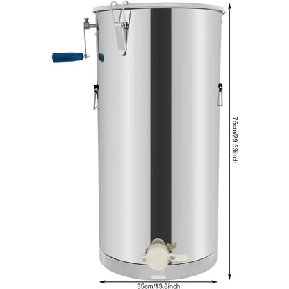 Manual Honey Extractor, 2 Frame Stainless Steel Beekeeping Extraction, Honey Bee Spinner Beekeeping Apiary Centrifuge Equipment, Silver