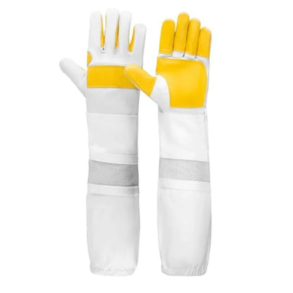 Beekeeping Gloves - Protective Beekeeper Gloves with Mesh Ventilated Cuff Sleeve for Outdoor Activities