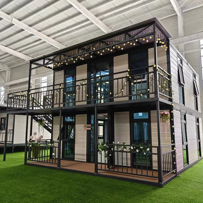 Luxury Foldable Container House with Terrace - Portable Modular Tiny House 1-3 Bedroom Custom Prefab House for Living