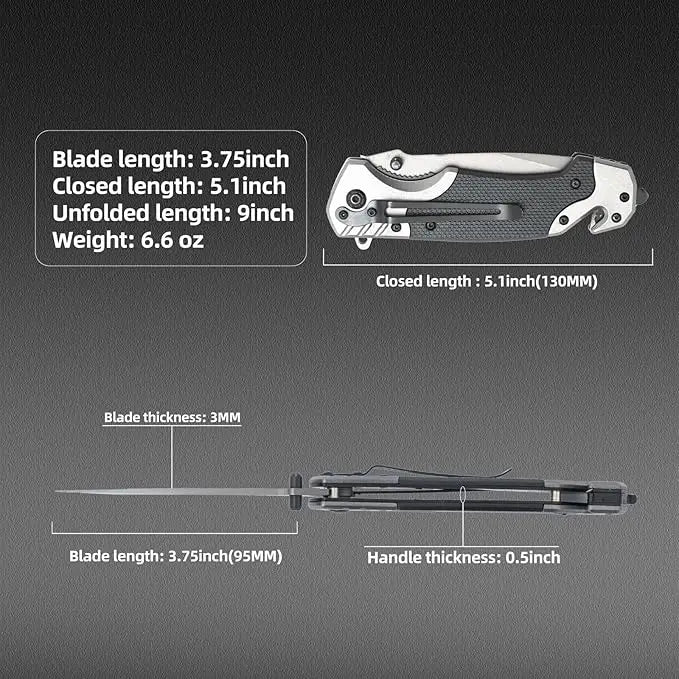EDC Small Folding Knife with Clip Webbed Opening Padded Lock for Outdoor Survival Camping Hunting Fishing