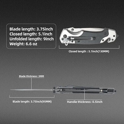 EDC Small Folding Knife with Clip Webbed Opening Padded Lock for Outdoor Survival Camping Hunting Fishing
