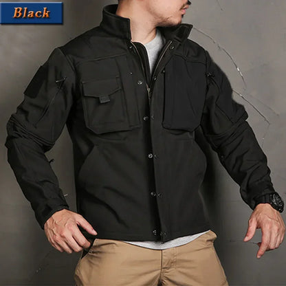 Tactical Sets Mens Thicken Outdoor Soft Shell Warm Fleece Jackets Waterproof Wear Resistant Multi Pocket Pants Hunting Clothes