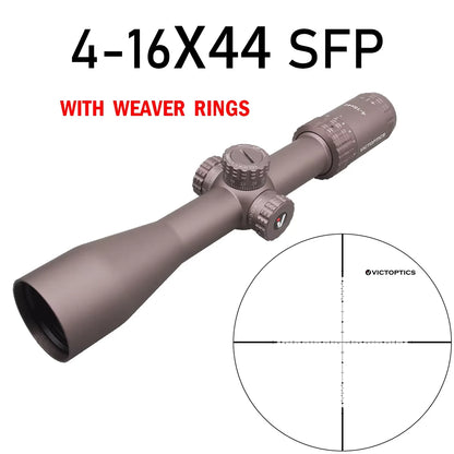 Victoptics S4 4-16x44 FFP&SFP Riflescope FMC 1/10 MIL Turret Lock,With Power Ring Lever,Sunshade,Big Side Wheel