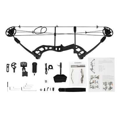 Compound Bow for Adults Right Hand Bow and Arrow Support Hunting Kit: 3 Pin Lighted Sight/Rest/Quiver/String Stop/Stabilizer/Shock Absorption/Allen Tool/Draw Weight and Cams Fully Adjustable