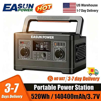 EASUN POWER 600W 300W Portable Power Station Solar Generator Quick Charge AC Outlets for Outdoor Camping RV Home LiFeP04 Battery for US No DUTY