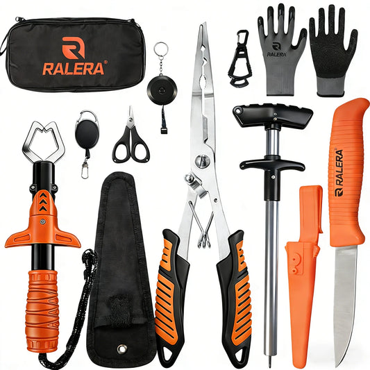 Lure fishing equipment: fish gripper, fishing pliers, hook remover, fishing knife, complete set, essential for fishing