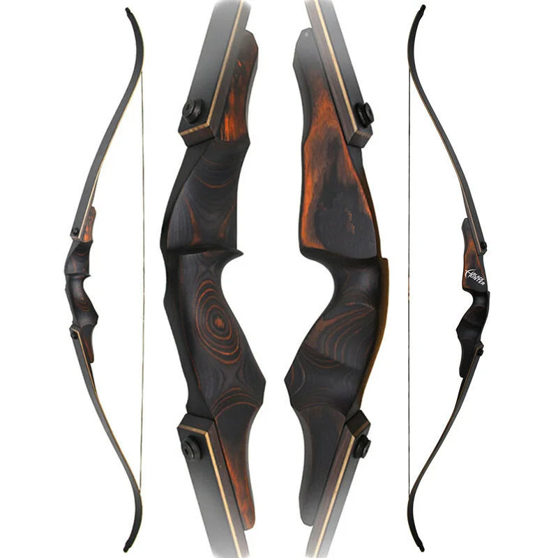 60'' Black Hunter Archery Recurve Bow 40-60lbs Bamboo Core Limbs Wooden Riser for Right Hand American Hunting Split Takedown Bow