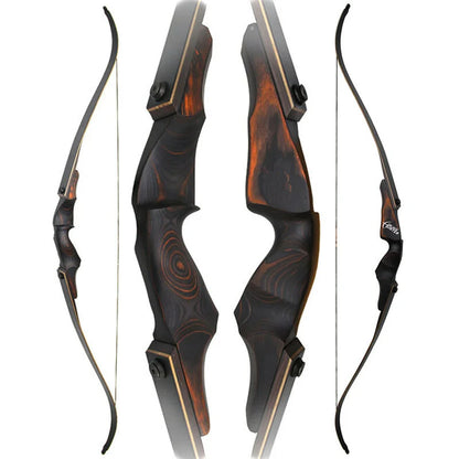 60'' Black Hunter Archery Recurve Bow 40-60lbs Bamboo Core Limbs Wooden Riser for Right Hand American Hunting Split Takedown Bow