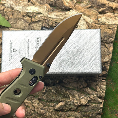 BM273 Tactical Folding Knife, G10 Handle with CMP High-Hardness Blade, Outdoor Camping Survival EDC Tool, for Fishing, Hiking,